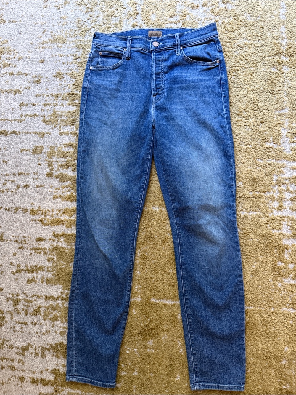 MOTHER Women's Slim Jeans in Blue Denim 28 super stunner racing hearts